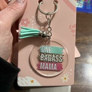 One Badass Mama Keychain with Tassel